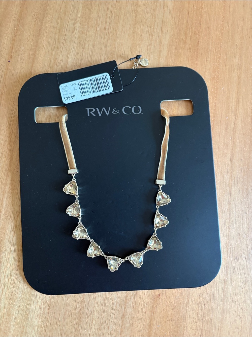 RW&CO. Gold Crystal Triangle Necklace